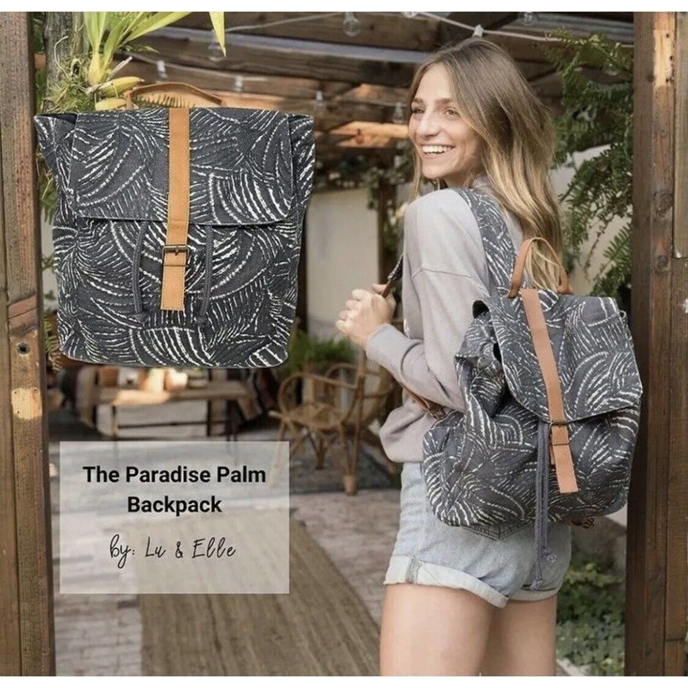 Lu & Elle Paradise Palm Backpack and Wallet NWT $145